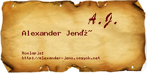 Alexander Jenő névjegykártya